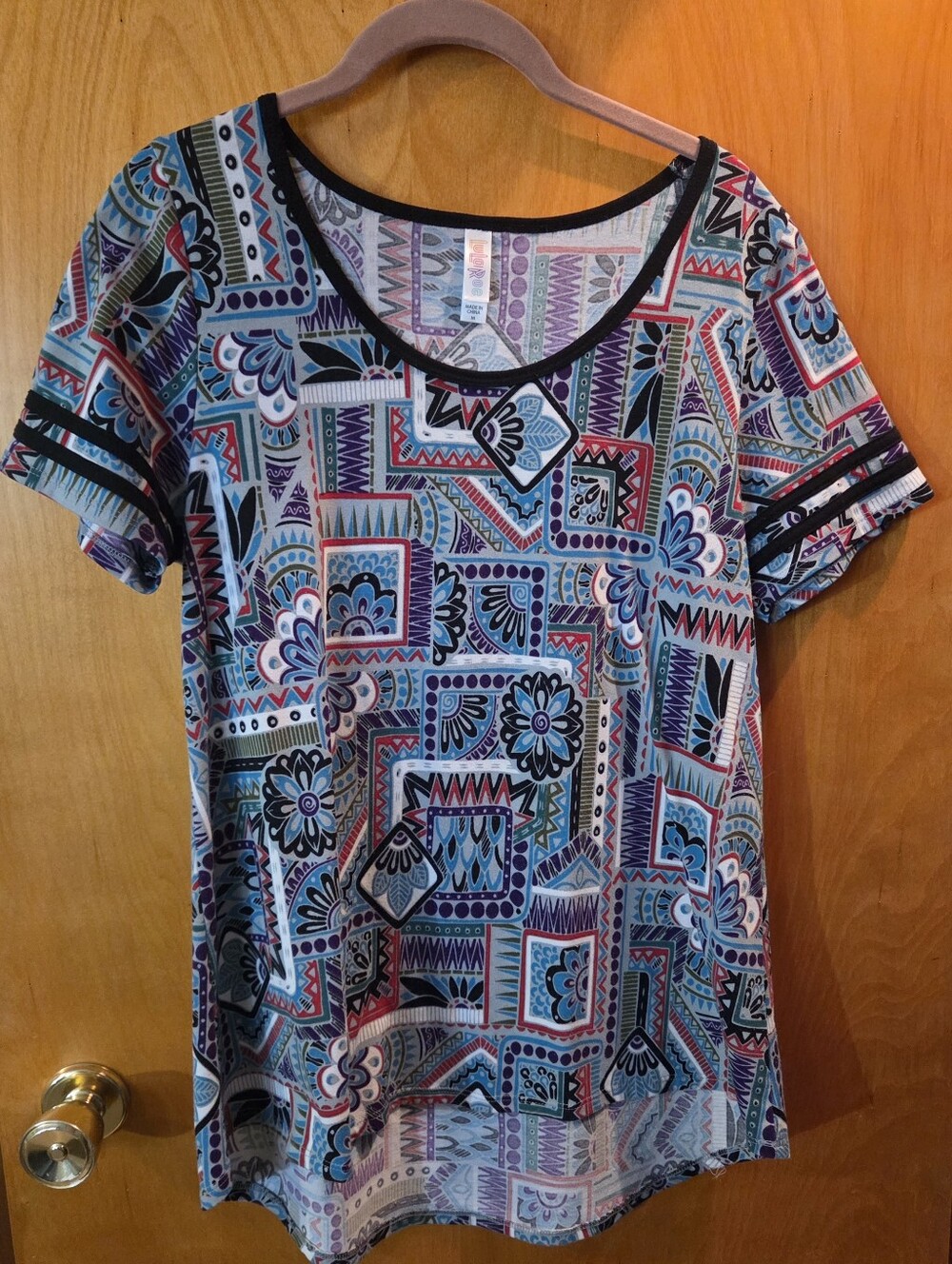 Women’s LuLaRoe Patterned Scoop Neck Top - Multicolor, Medium